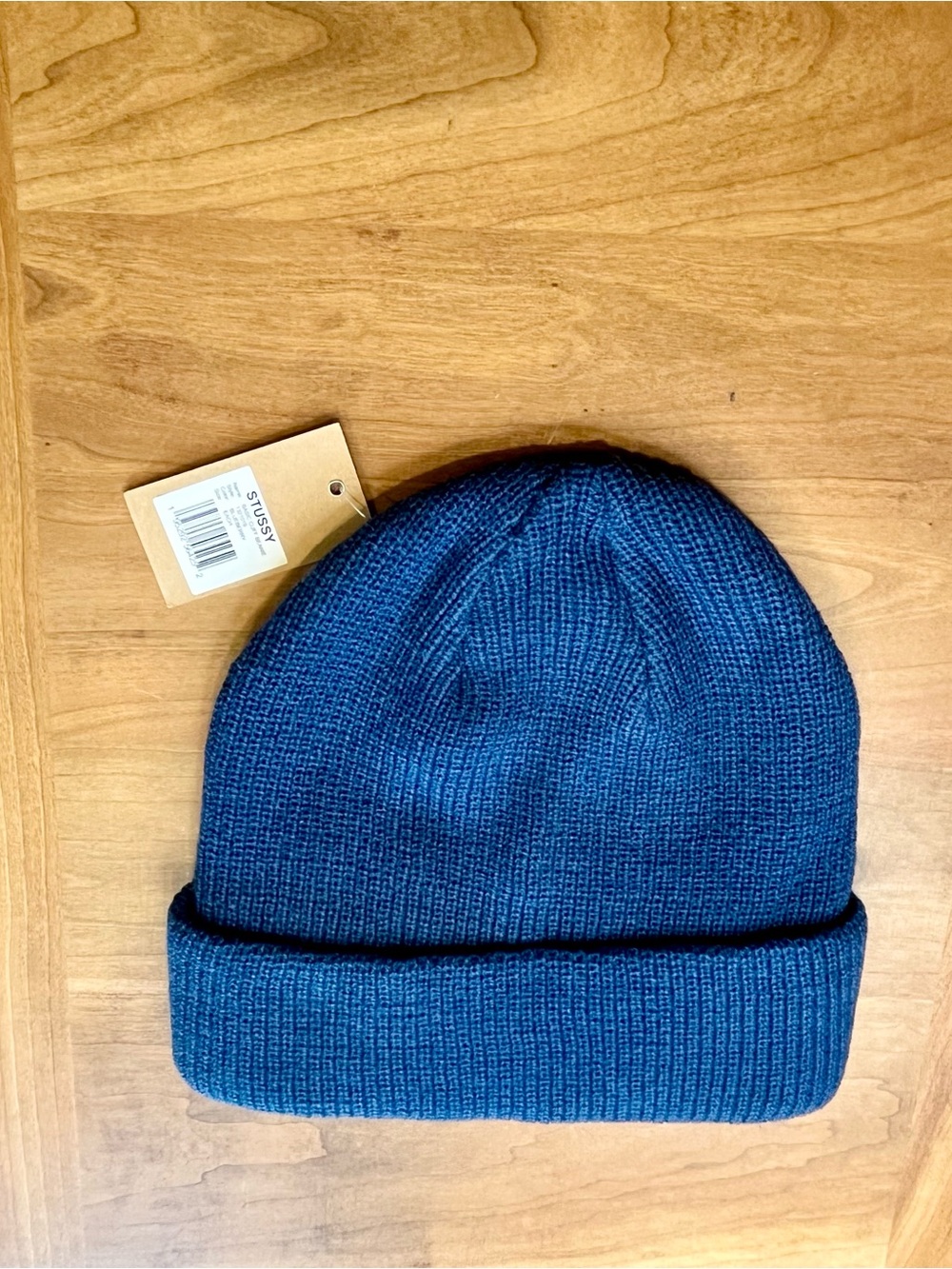 NWT Stüssy Basic Skullcap Beanie Hat Blueberry Dark Blue One Size - Picture 3 of 4